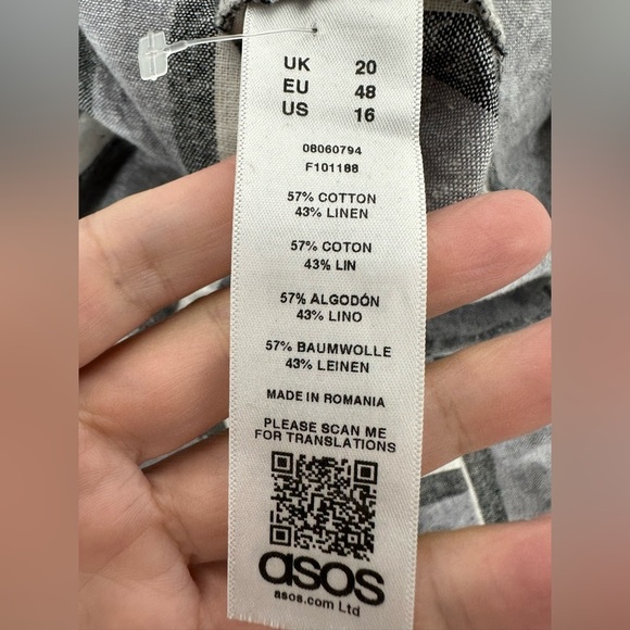 ASOS linen blend stripe tux midi dress black white size 16 - Picture 11 of 12